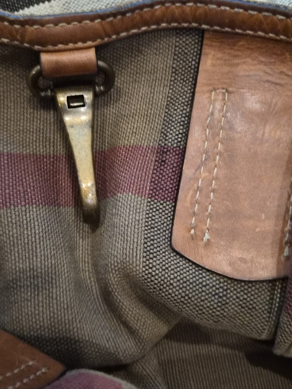 Authentic Burberry Tottenham Tote House Check Canvas Brown Leather w/Compartment - Picture 10 of 10